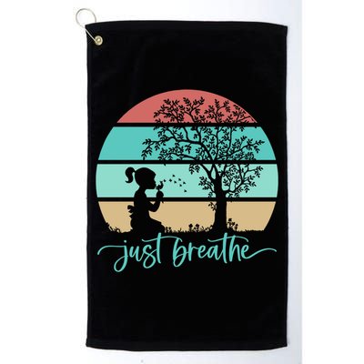 Dandelion Flower Motif Just Meditate And Breathe Mindfulness Gift Golf Towel