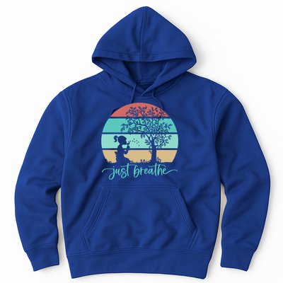 Dandelion Flower Motif Just Meditate And Breathe Mindfulness Gift Hoodie