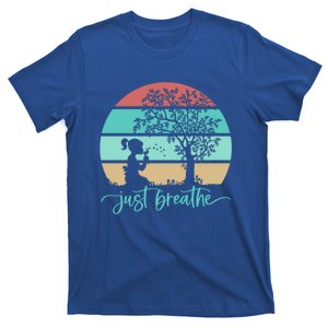 Dandelion Flower Motif Just Meditate And Breathe Mindfulness Gift T-Shirt