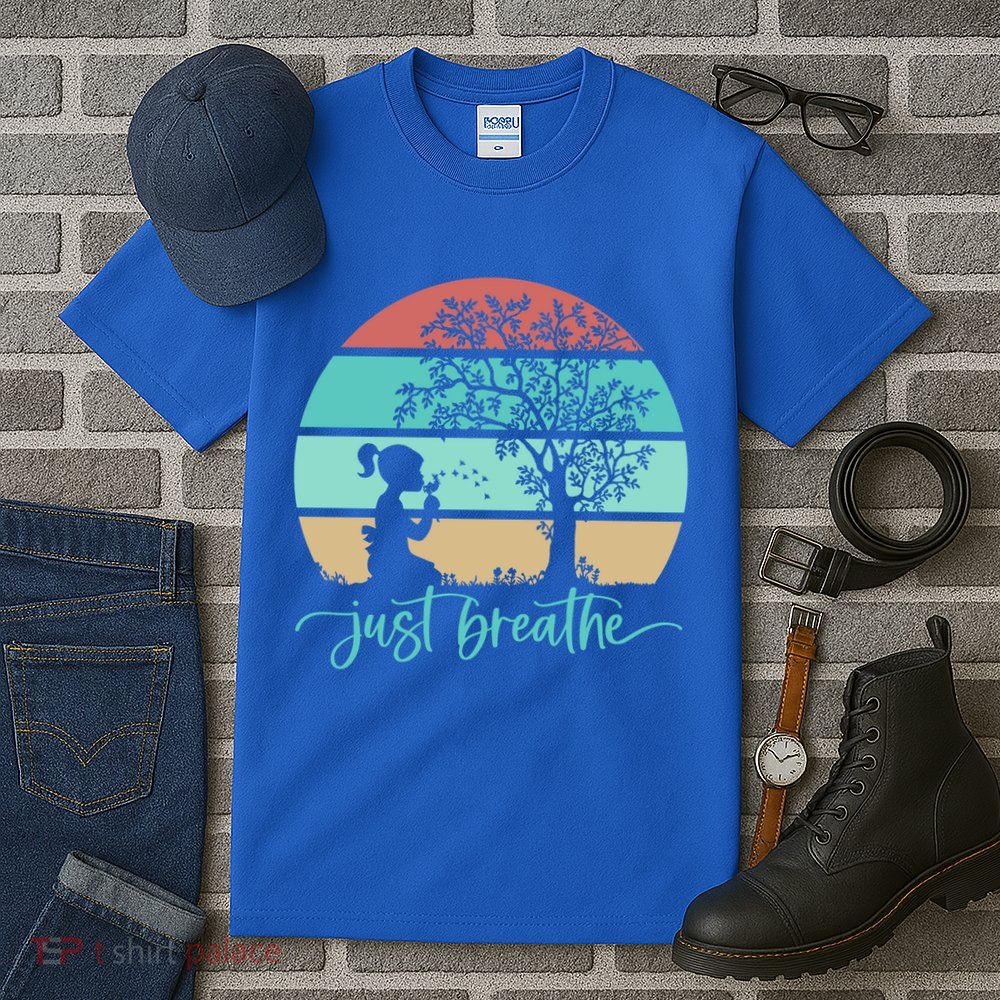 Dandelion Flower Motif Just Meditate And Breathe Mindfulness Gift Tall T-Shirt