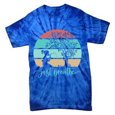 Dandelion Flower Motif Just Meditate And Breathe Mindfulness Gift Tie-Dye T-Shirt