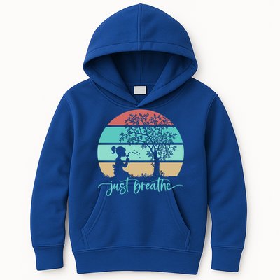 Dandelion Flower Motif Just Meditate And Breathe Mindfulness Gift Kids Hoodie