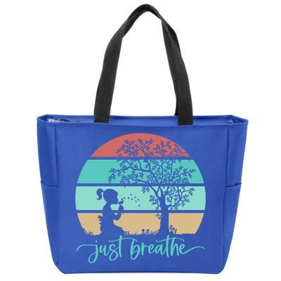 Dandelion Flower Motif Just Meditate And Breathe Mindfulness Gift Zip Tote Bag