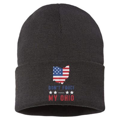 Don't Fauci My Ohio USA Flag American Patriot Funny Sustainable Knit Beanie