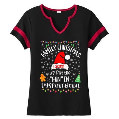 Dysfunctional Funny Matching Family Christmas Pajamas XMas  Ladies Halftime Notch Neck Tee