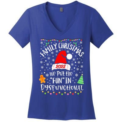 Dysfunctional Funny Matching Family Christmas Pajamas XMas  Women's V-Neck T-Shirt