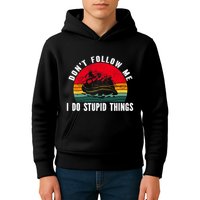 Dont Follow Me. I Do Stupid Things Whitewater Rafting Kids Hoodie