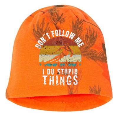 Don't follow me I do stupid things Cool Vintage Skiing Kati - Camo Knit Beanie