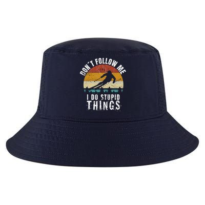 Don't follow me I do stupid things Cool Vintage Skiing Cool Comfort Performance Bucket Hat