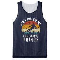 Don't follow me I do stupid things Cool Vintage Skiing Mesh Reversible Basketball Jersey Tank