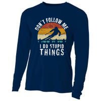 Don't follow me I do stupid things Cool Vintage Skiing Cooling Performance Long Sleeve Crew