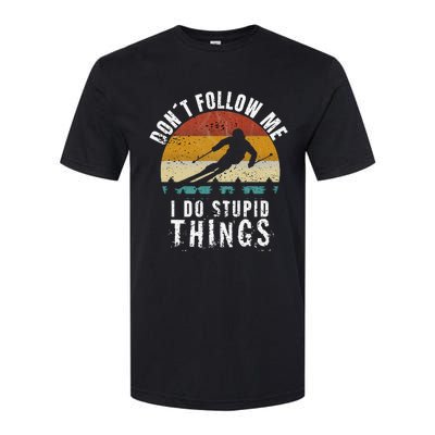 Don't follow me I do stupid things Cool Vintage Skiing Softstyle CVC T-Shirt