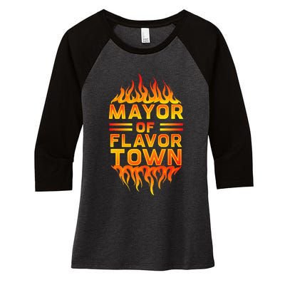 Design For Mayor Of Flavor Town Women's Tri-Blend 3/4-Sleeve Raglan Shirt