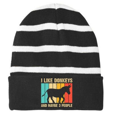 Donkey For Mule Equine Horse Striped Beanie with Solid Band