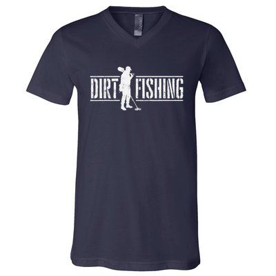 Dirt Fishing Metal Detecting Treasure Hunting Detectorist V-Neck T-Shirt