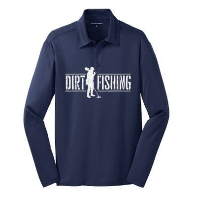 Dirt Fishing Metal Detecting Treasure Hunting Detectorist Silk Touch Performance Long Sleeve Polo