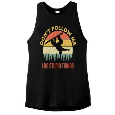 Don't Follow Me I Do Stupid Things Snowboarding Ladies PosiCharge Tri-Blend Wicking Tank