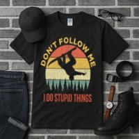 Don't Follow Me I Do Stupid Things Snowboarding Tall T-Shirt