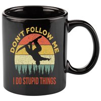 Don't Follow Me I Do Stupid Things Snowboarding 11oz C Handle Ceramic Mug