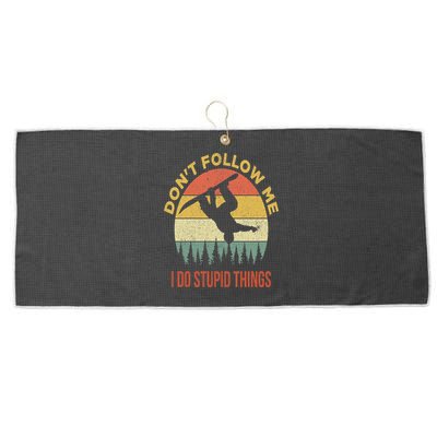 Don't Follow Me I Do Stupid Things Snowboarding Large Microfiber Waffle Golf Towel
