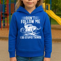 Don't Follow Me I Do Stupid Things Funny Snowmobile Sled Great Gift Kids Hoodie