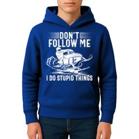 Don't Follow Me I Do Stupid Things Funny Snowmobile Sled Great Gift Kids Hoodie