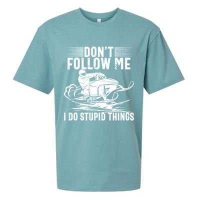 Don't Follow Me I Do Stupid Things Funny Snowmobile Sled Great Gift Sueded Cloud Jersey T-Shirt