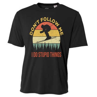 Don't Follow Me I Do Stupid Things Skiing Vintage Cooling Performance Crew T-Shirt