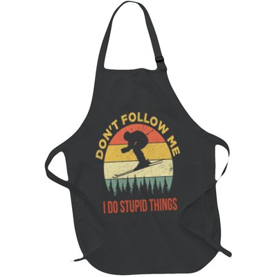 Don't Follow Me I Do Stupid Things Skiing Vintage Apron