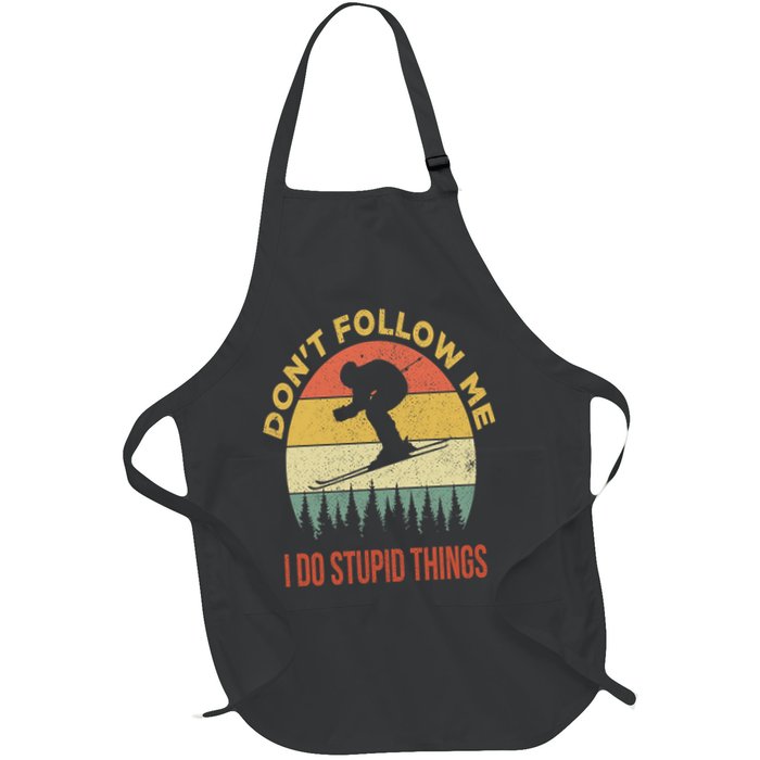 Don't Follow Me I Do Stupid Things Skiing Vintage Apron
