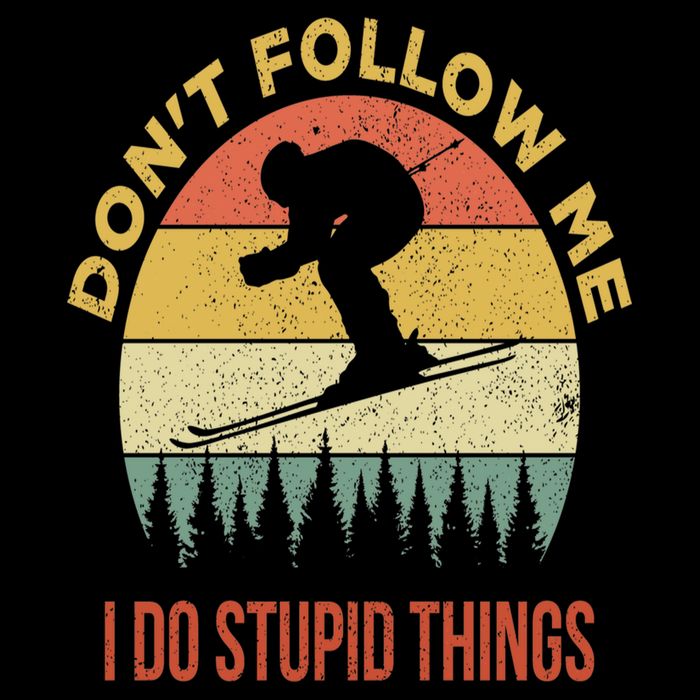 Don't Follow Me I Do Stupid Things Skiing Vintage Apron