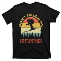 Don't Follow Me I Do Stupid Things Skiing Vintage T-Shirt