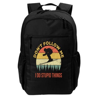 Don't Follow Me I Do Stupid Things Skiing Vintage Backpack