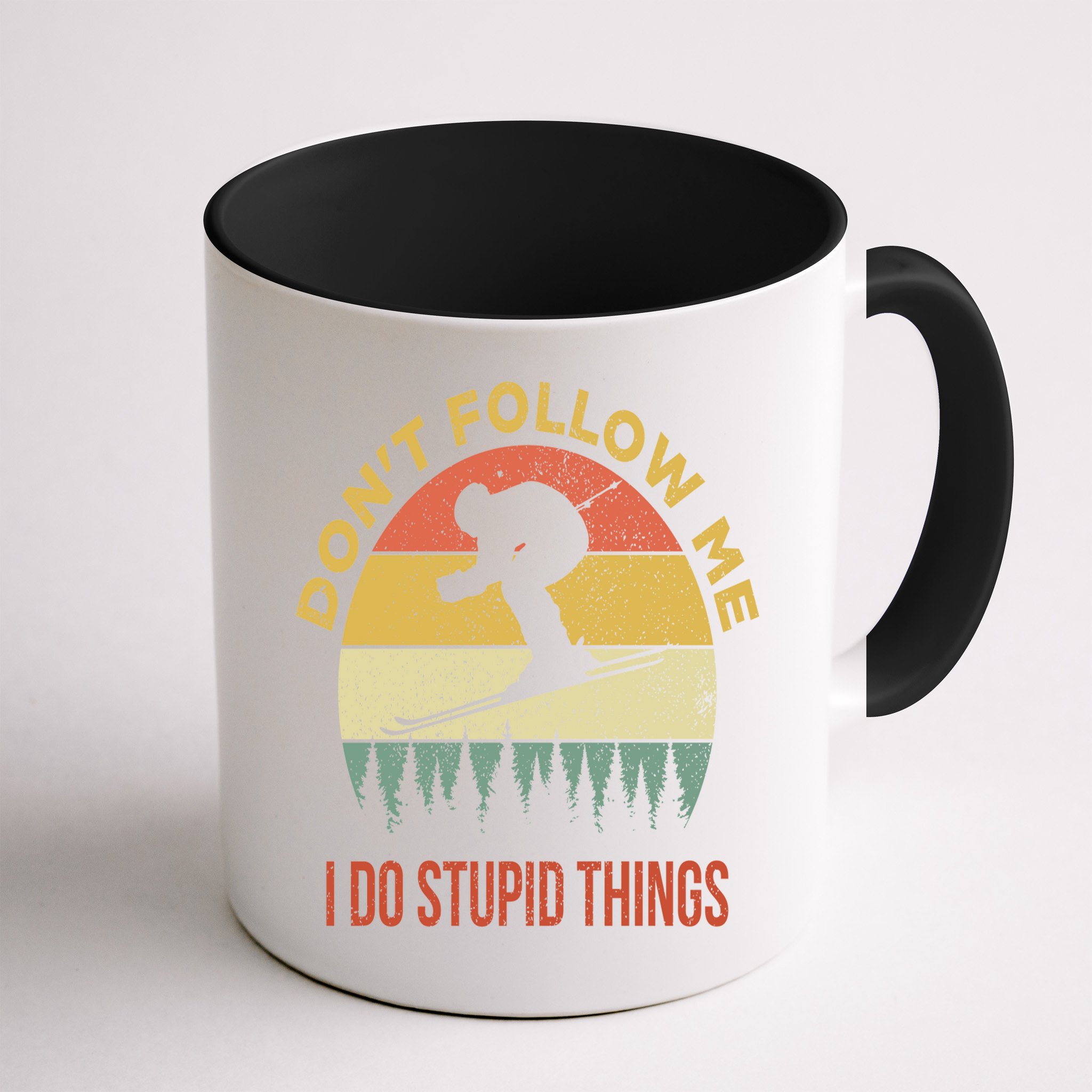 Don't Follow Me I Do Stupid Things Skiing Vintage Mug