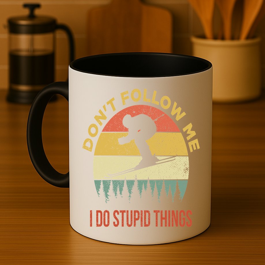 Don't Follow Me I Do Stupid Things Skiing Vintage Mug