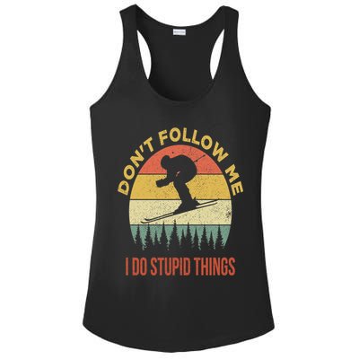 Don't Follow Me I Do Stupid Things Skiing Vintage Ladies PosiCharge Competitor Racerback Tank