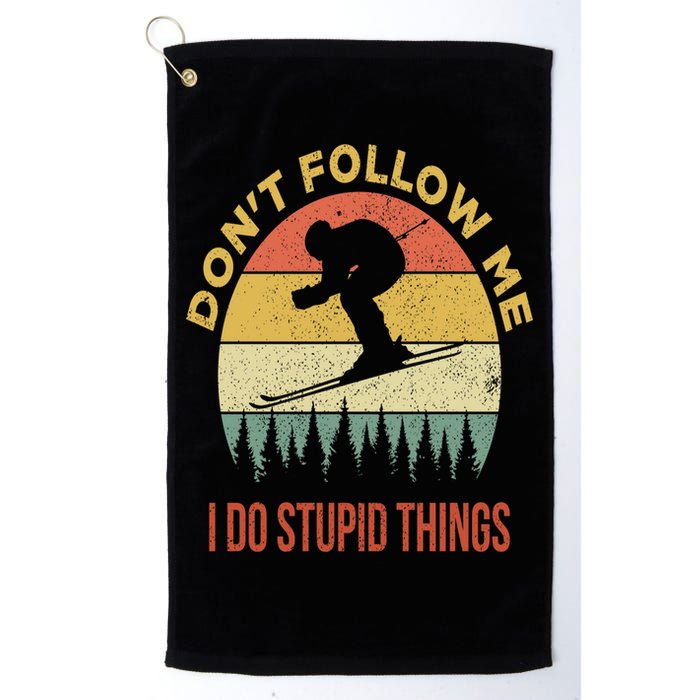 Don't Follow Me I Do Stupid Things Skiing Vintage Golf Towel