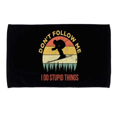 Don't Follow Me I Do Stupid Things Skiing Vintage Microfiber Hand Towel