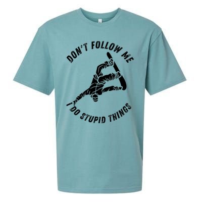 Don't Follow Me I Do Stupid Things Snowboarder Snowboarding Sueded Cloud Jersey T-Shirt