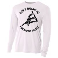 Don't Follow Me I Do Stupid Things Snowboarder Snowboarding Cooling Performance Long Sleeve Crew