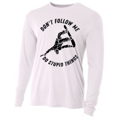 Don't Follow Me I Do Stupid Things Snowboarder Snowboarding Cooling Performance Long Sleeve Crew