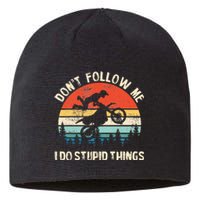 DonT Follow Me I Do Stupid Things Vintage Dirt Bike Gift Sustainable Beanie