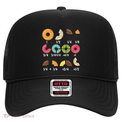 Donut Fraction Math Teachers Back To School Educational Gift High Crown Mesh Back Trucker Hat