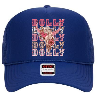 Dolly First Name Guitar Pink Cowgirl Western High Crown Mesh Back Trucker Hat