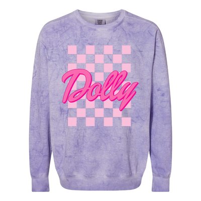 Dolly First Name Style 70s Personalized Gift Colorblast Crewneck Sweatshirt