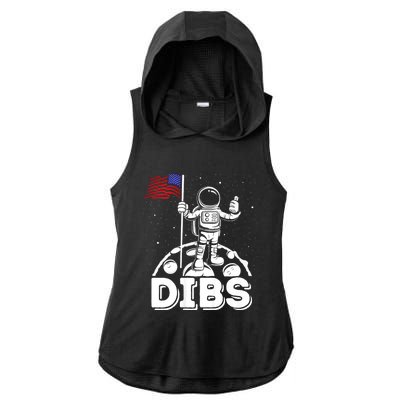 Dibs Flag On Moon Astronaut 4th Of July Space Ladies PosiCharge Tri-Blend Wicking Draft Hoodie Tank