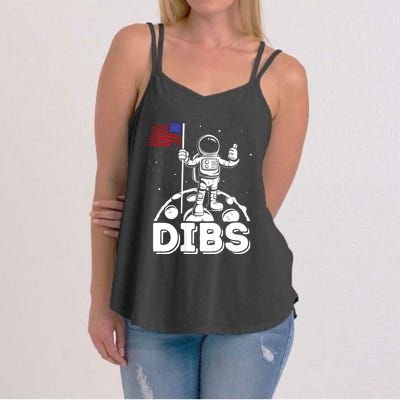 Dibs Flag On Moon Astronaut 4th Of July Space Women's Strappy Tank