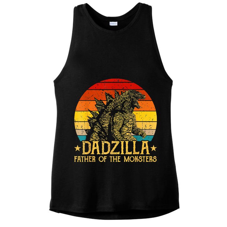 Dadzilla Father Of The Monsters Sunset Ladies PosiCharge Tri-Blend Wicking Tank