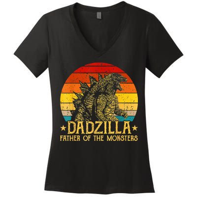 Dadzilla Father Of The Monsters Sunset Women's V-Neck T-Shirt