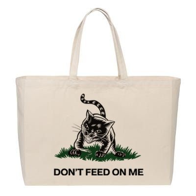 “Don’T Feed On Me” Gadsden Flag Style Cat Cotton Canvas Jumbo Tote